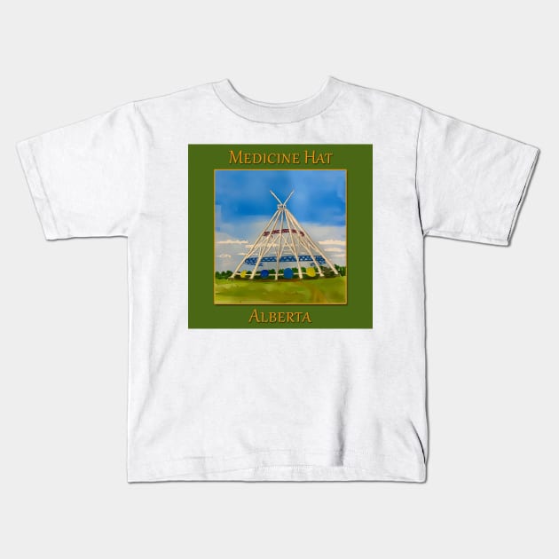 SaamisTeePee Landmark in Medicine Hat Alberta Canada - WelshDesigns Kids T-Shirt by WelshDesigns